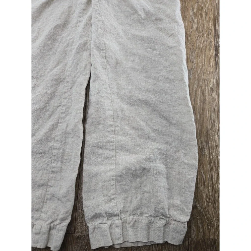Reformation Women's 0P Cropped Wide Leg Linen Pant Beige Oatmeal Flax